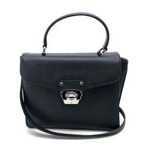 SALVATORE FERRAGAMO Gancini Shoulder Hand Bag 2way bag Black Leather